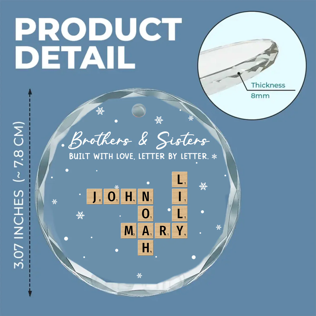 Our Bond Grows Letter By Letter - Personalized Custom Glass Ornament - Image 5