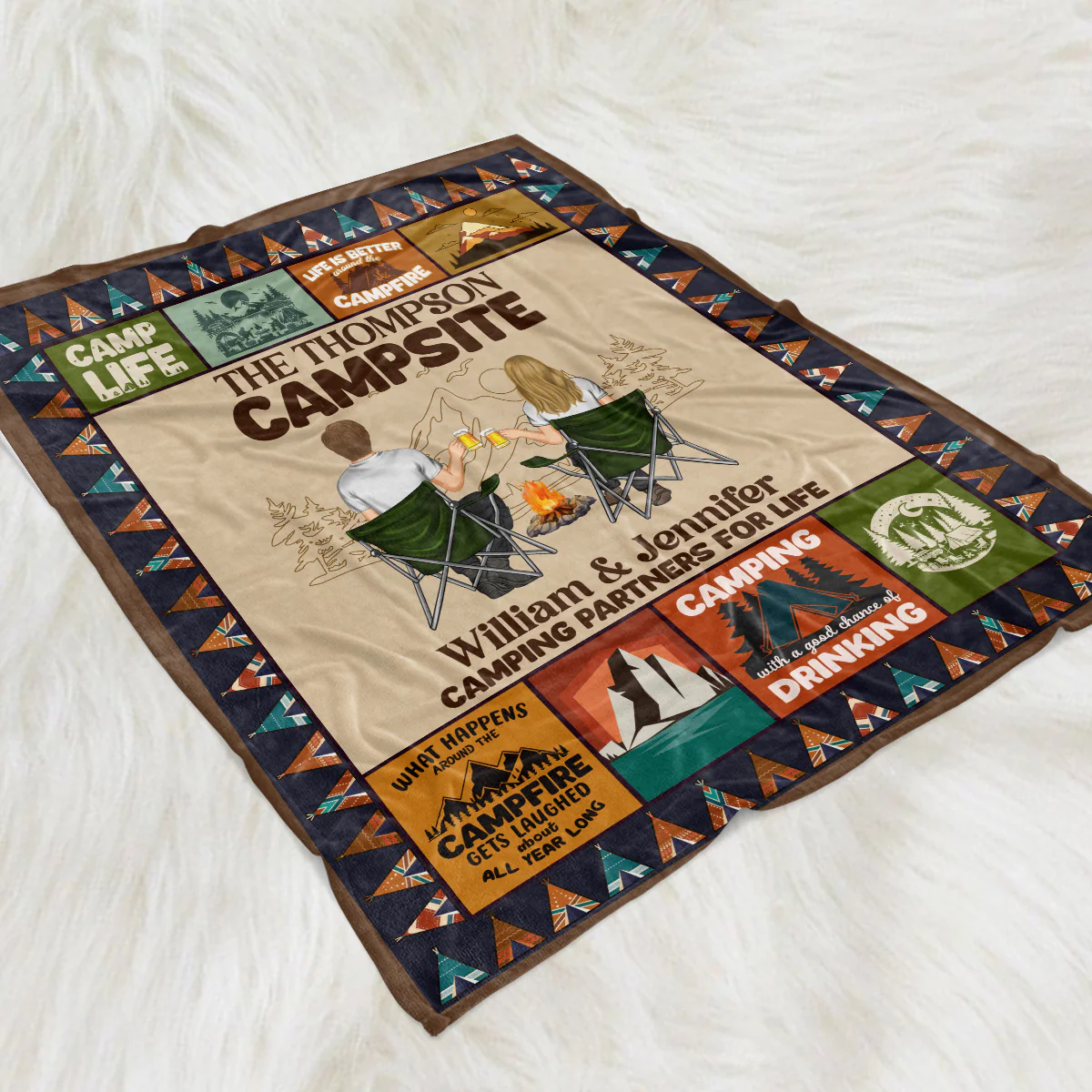 Our Campsite - Personalized Custom Fleece Blanket - Image 2