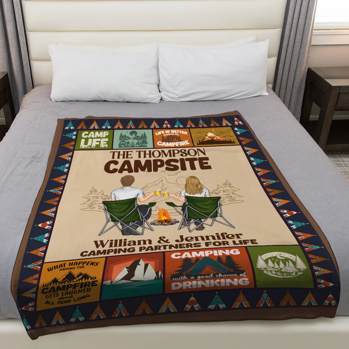 Our Campsite - Personalized Custom Fleece Blanket - Image 3