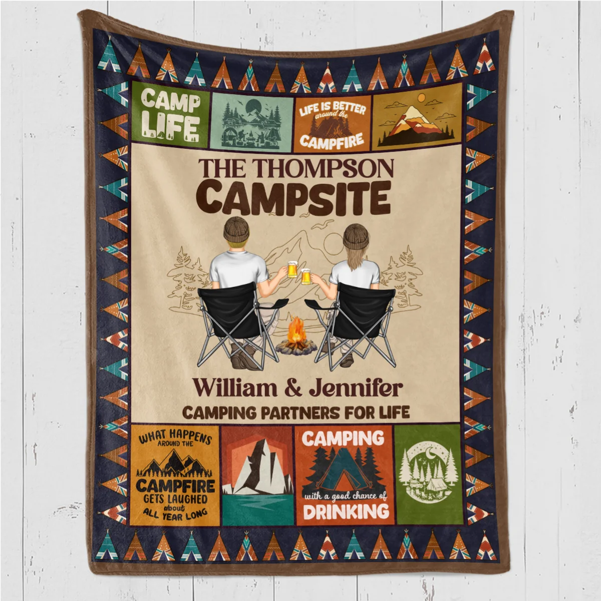 Our Campsite - Personalized Custom Fleece Blanket - Image 4