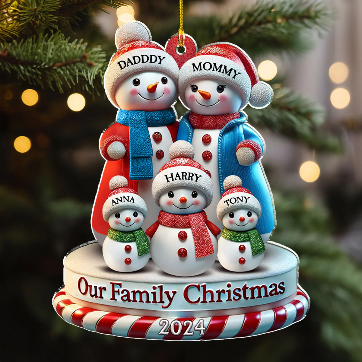 Our Christmas Family - Personalized Custom Acrylic Ornament - Image 3