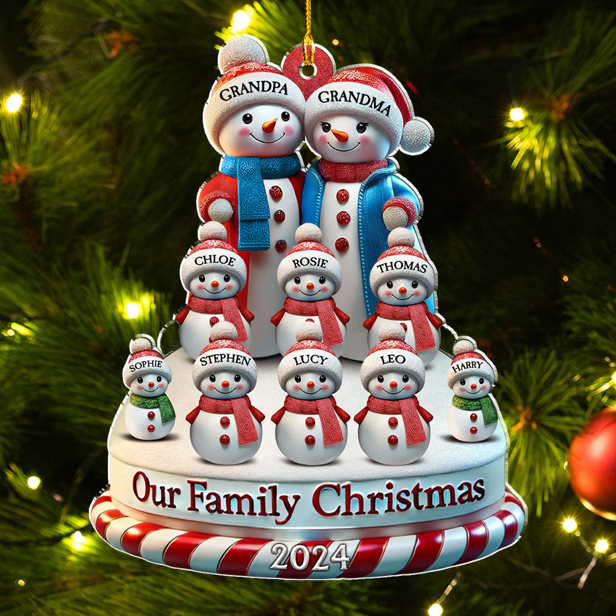Our Christmas Family - Personalized Custom Acrylic Ornament - Image 4