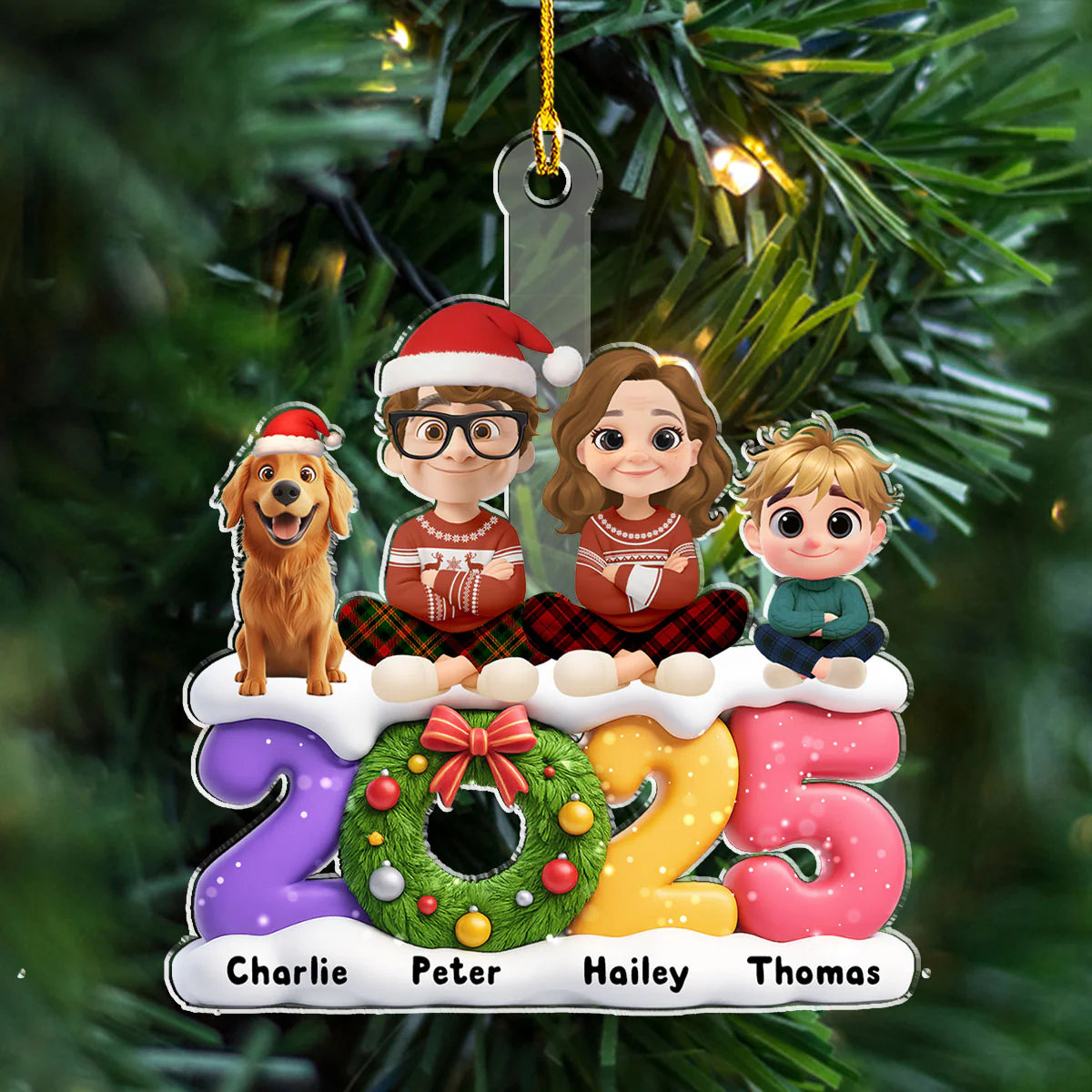 Our Christmas Our Love Family - Personalized Custom Acrylic Ornament - Image 4