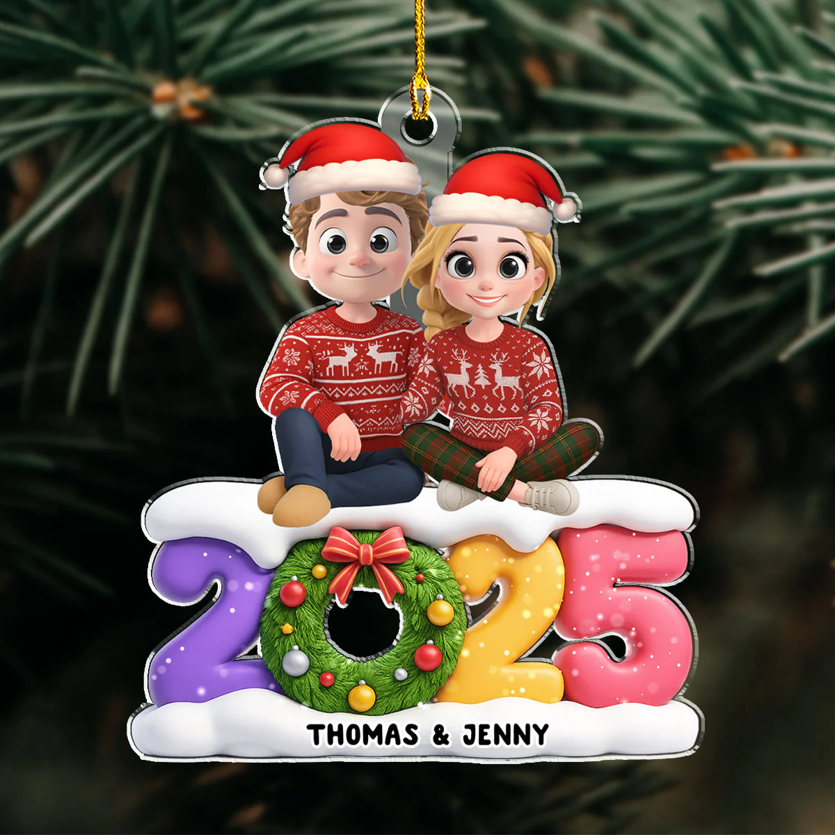 Our Christmas Our Love - Personalized Custom Acrylic Ornament - Image 3