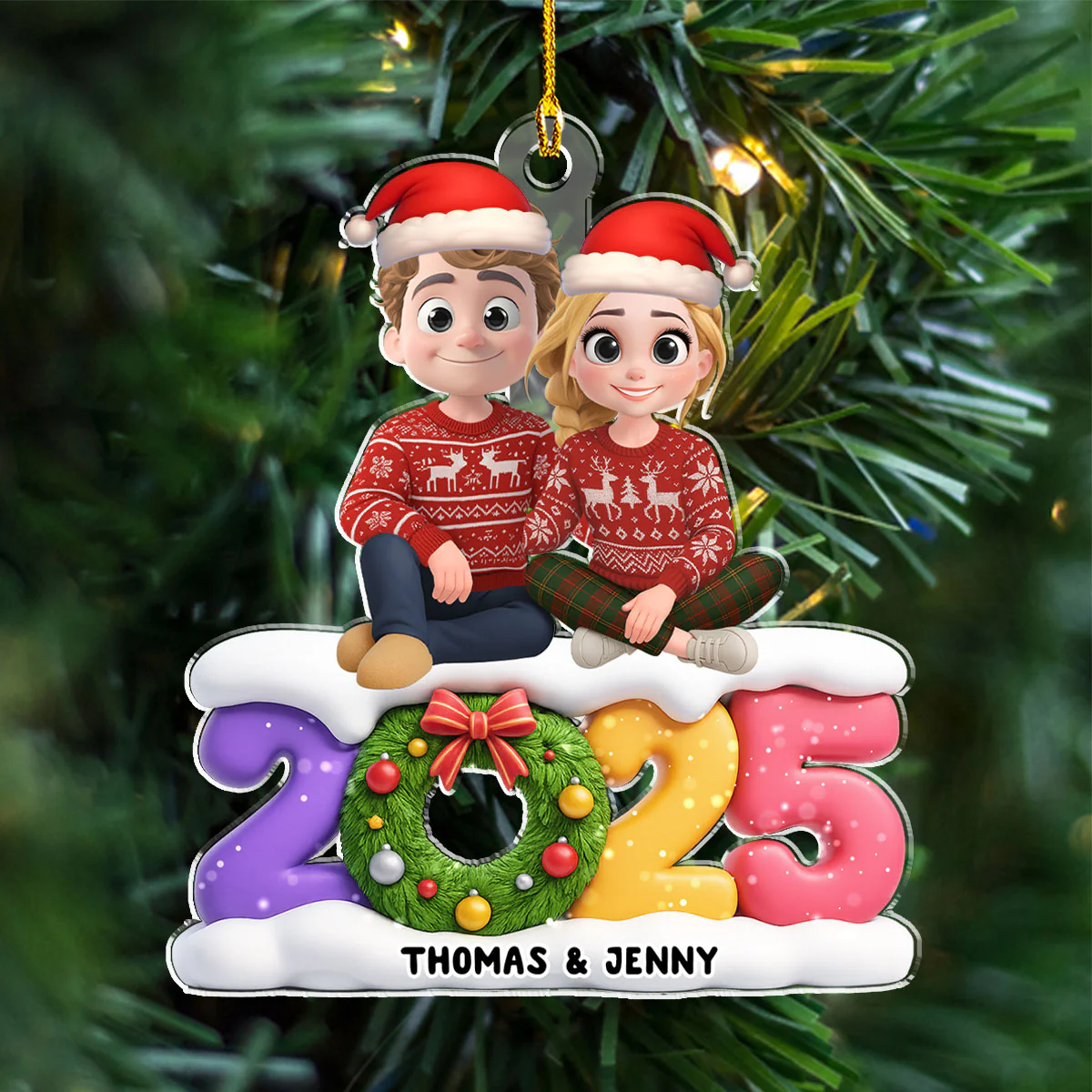 Our Christmas Our Love - Personalized Custom Acrylic Ornament - Image 5