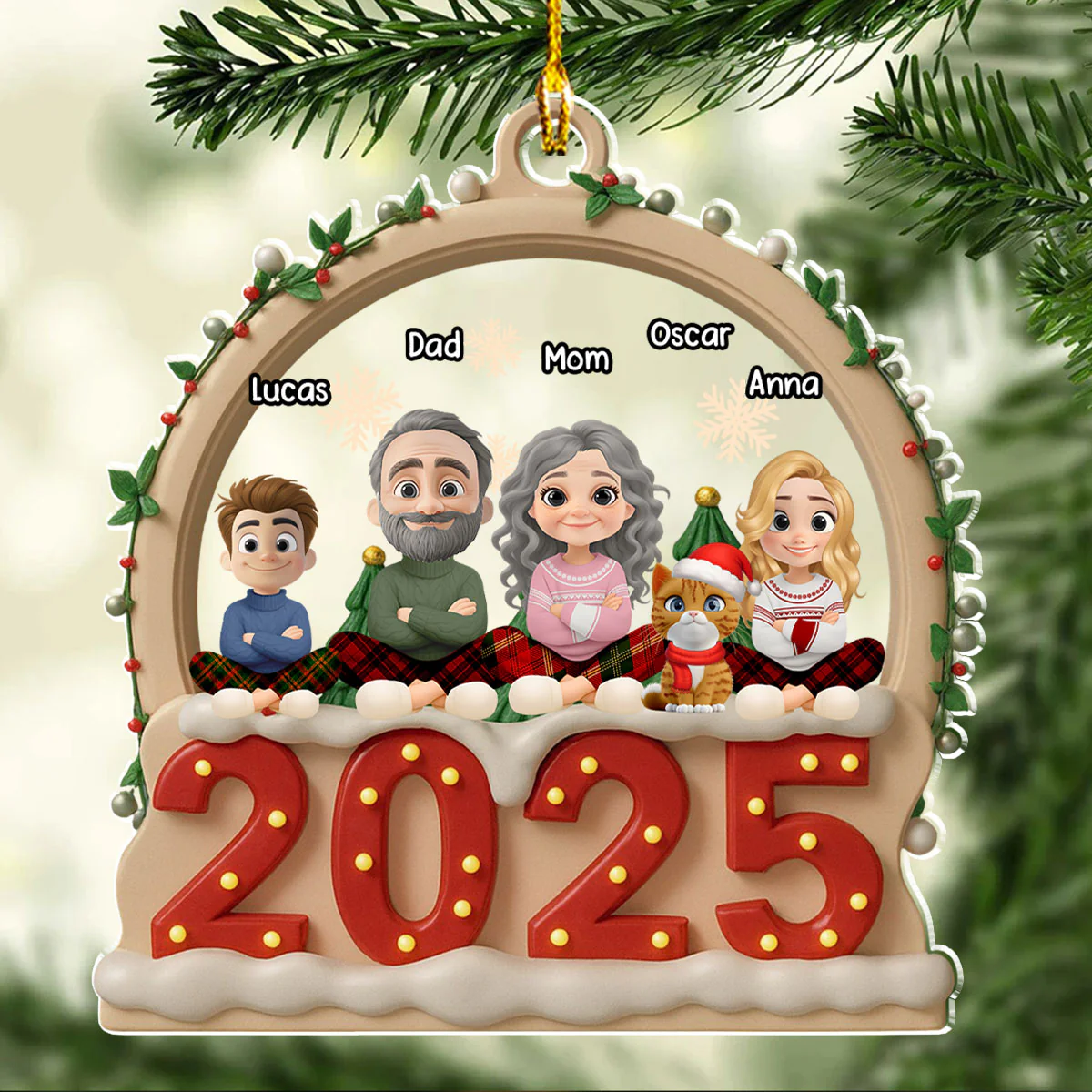 Our Christmas Together With Cats - Personalized Custom Acrylic Ornament - Image 3