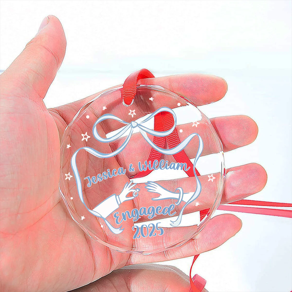 Our Engagement 2025 - Personalized Custom Glass Ornament - Image 5