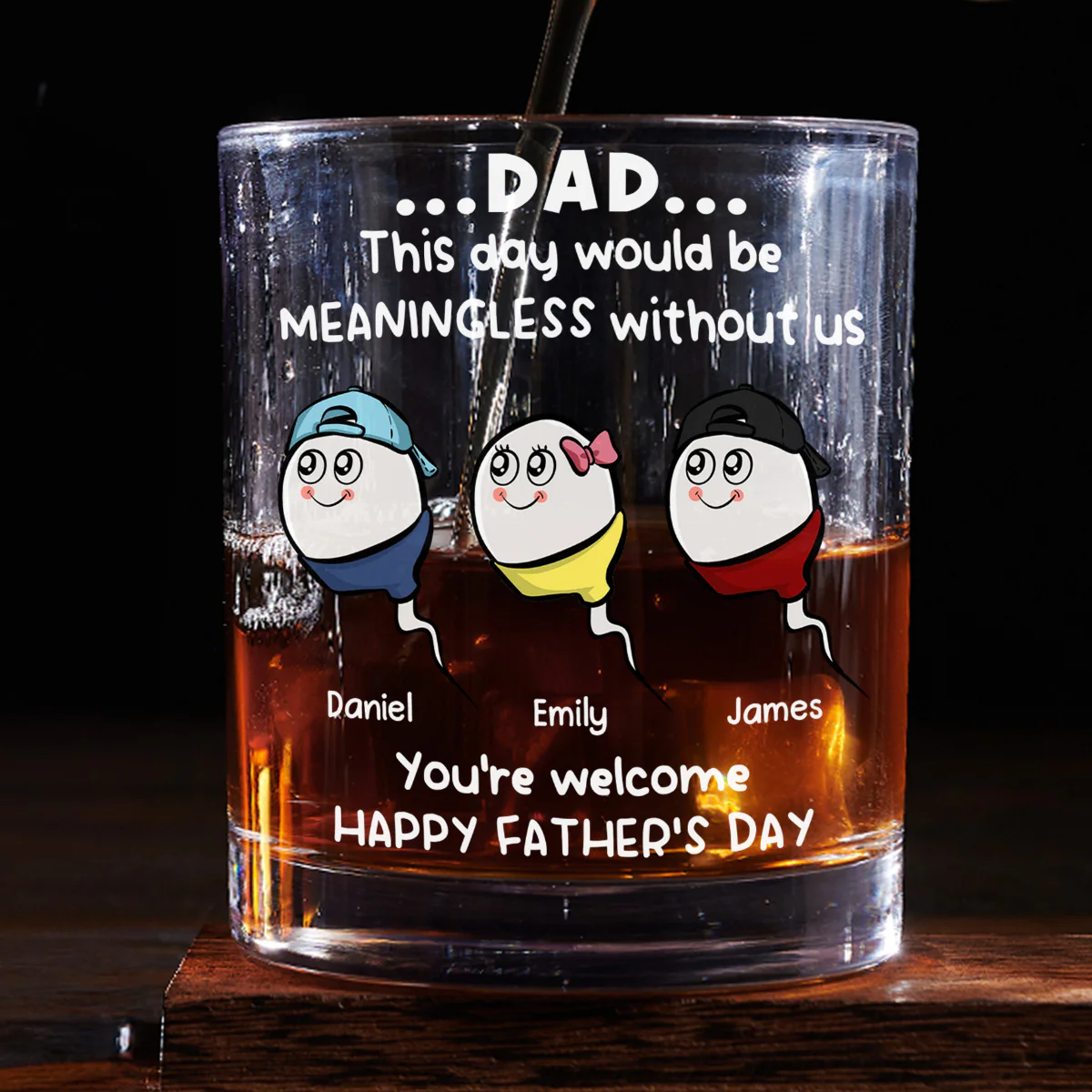 Our Existence Made You Dad - Personalized Custom Whiskey Glass - Image 3