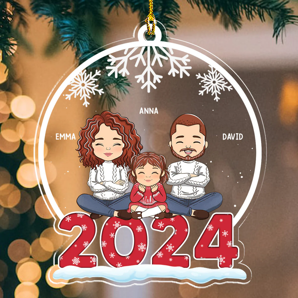 Our Family 2024 - Personalized Custom Acrylic Ornament - Image 2