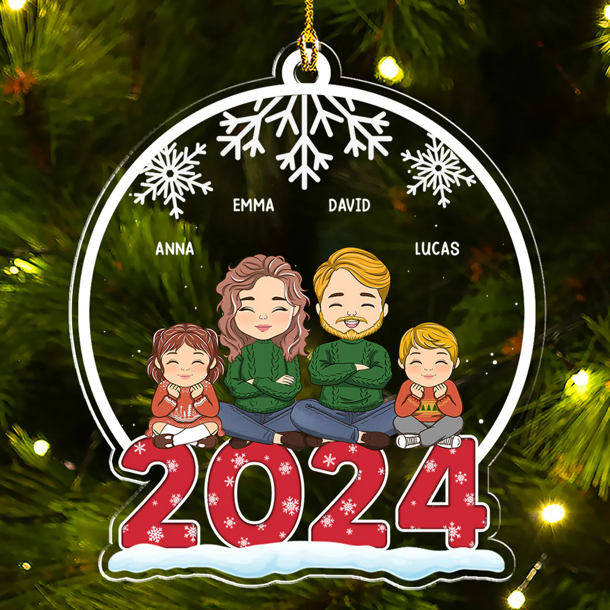 Our Family 2024 - Personalized Custom Acrylic Ornament - Image 3