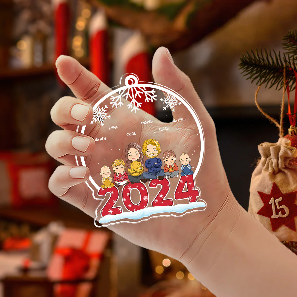 Our Family 2024 - Personalized Custom Acrylic Ornament - Image 4