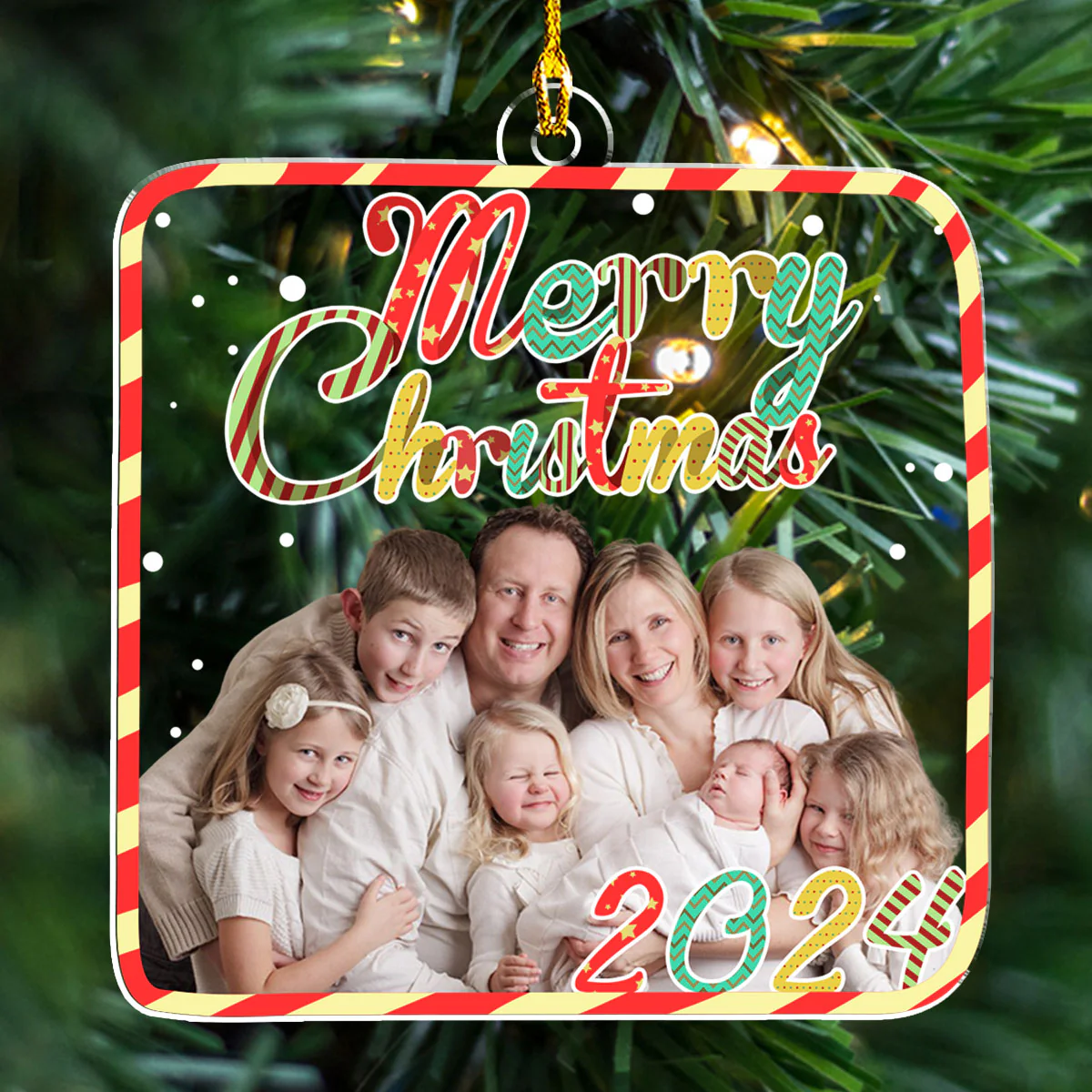 Our family At Christmas - Personalized Custom Acrylic Ornament - Image 3