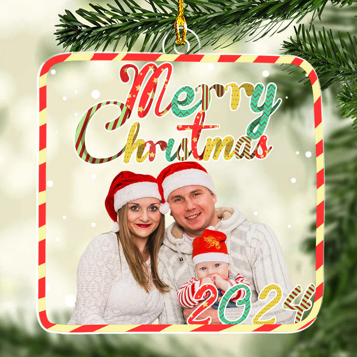 Our family At Christmas - Personalized Custom Acrylic Ornament - Image 4