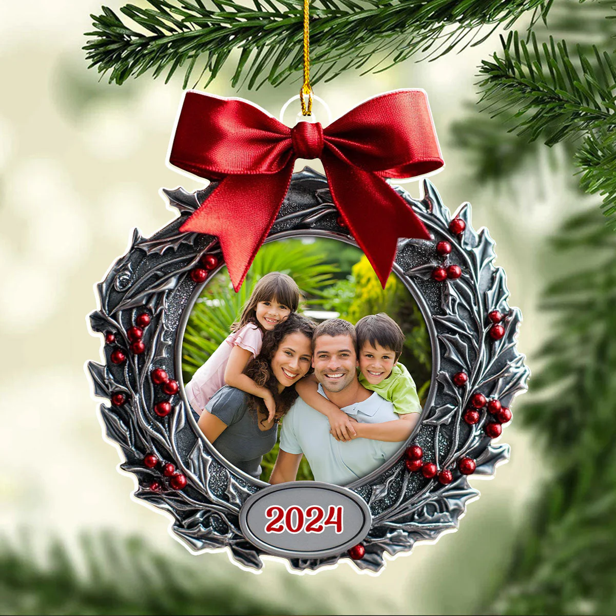 Our Family Christmas Photo Frame - Personalized Custom Acrylic Ornament - Image 2