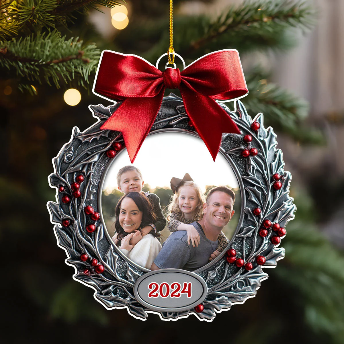 Our Family Christmas Photo Frame - Personalized Custom Acrylic Ornament - Image 3