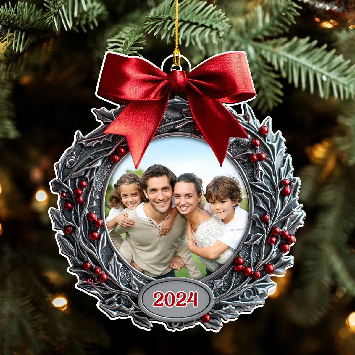 Our Family Christmas Photo Frame - Personalized Custom Acrylic Ornament - Image 4