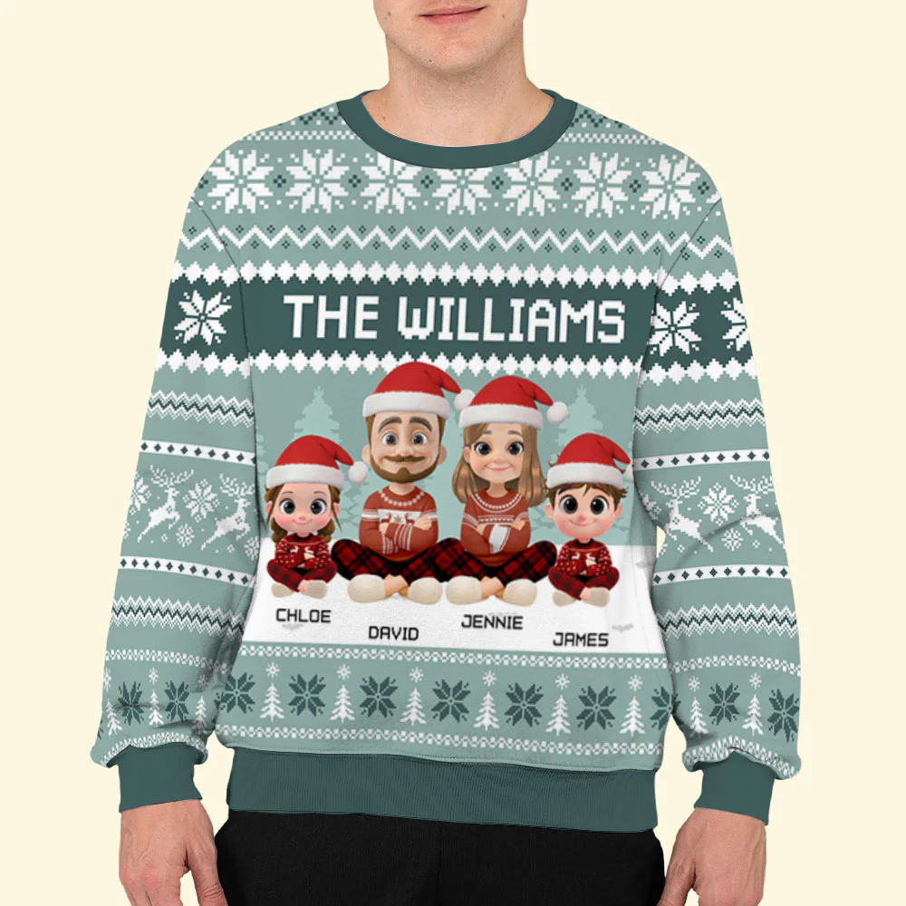 Our Family Christmas Sweatshirt - Personalized Custom All-Over-Print Sweatshirt - Image 5