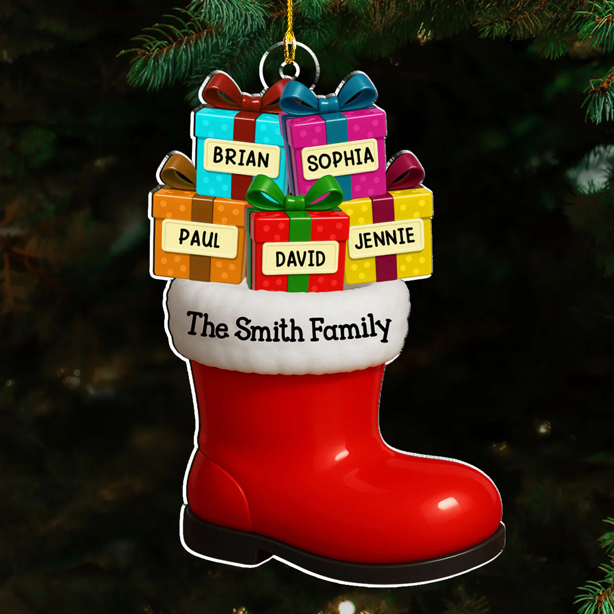 Our Family Is A Gift From Santa - Personalized Custom Acrylic Ornament - Image 4