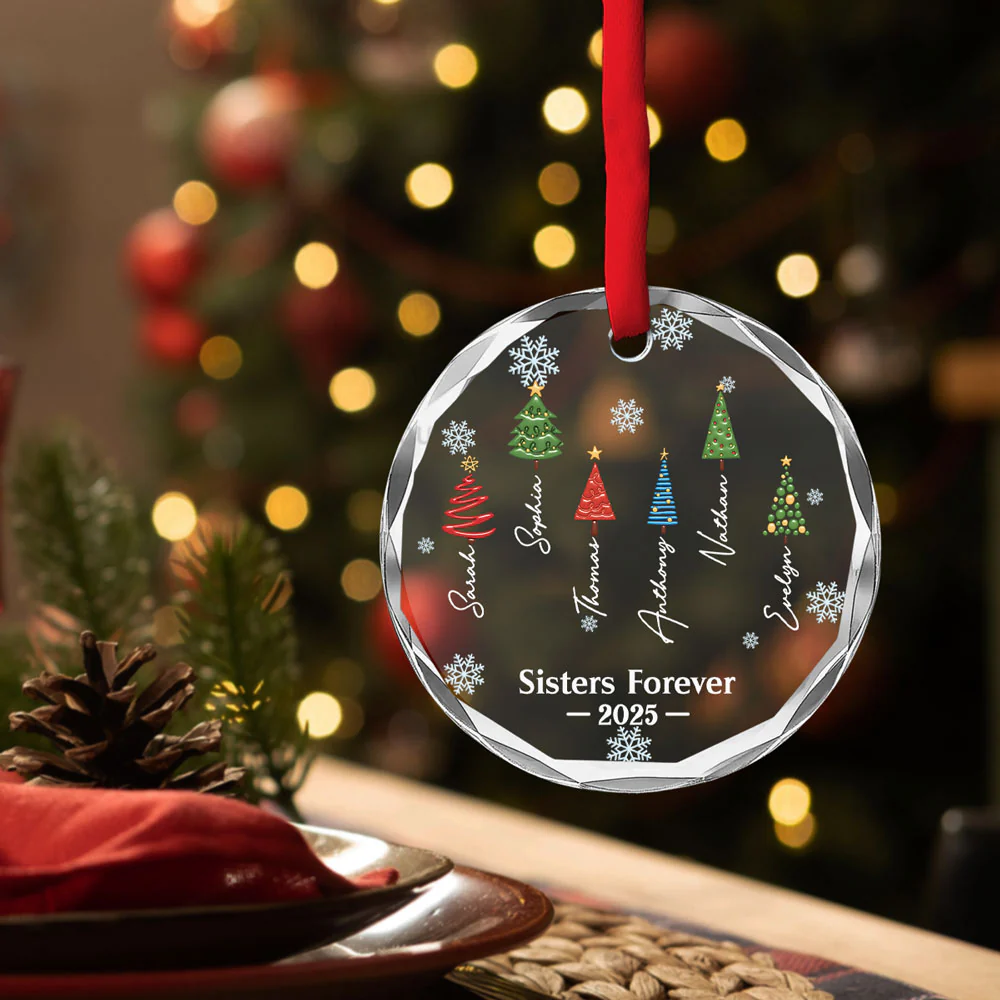 Our Family Love Is Forever - Personalized Custom Glass Ornament - Image 3