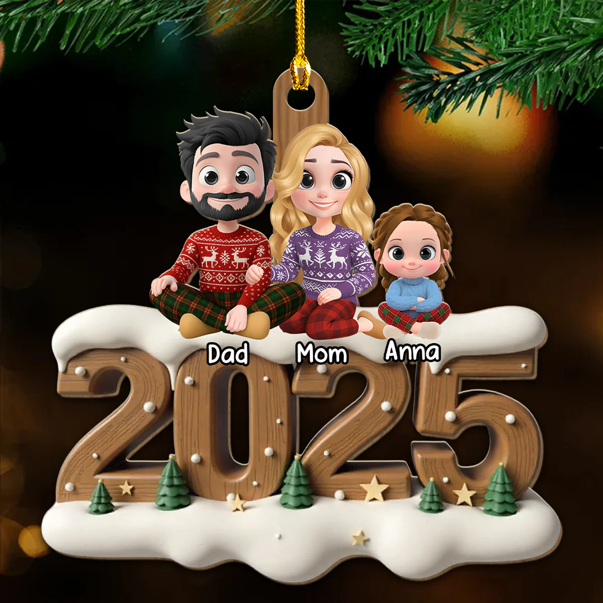 Our Family Now Onwards - Personalized Custom 3D Effect Wood Ornament - Image 2