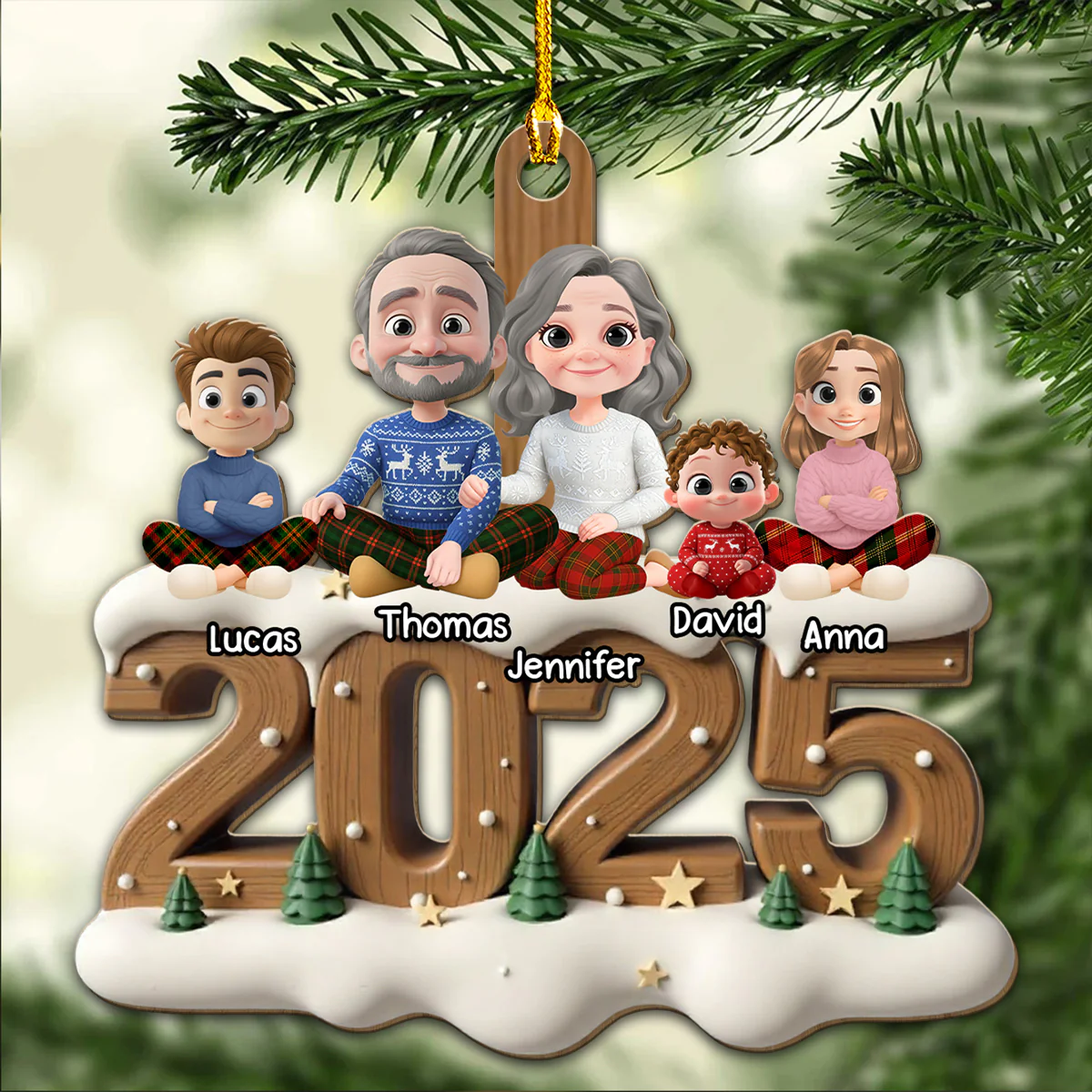 Our Family Now Onwards - Personalized Custom 3D Effect Wood Ornament - Image 3