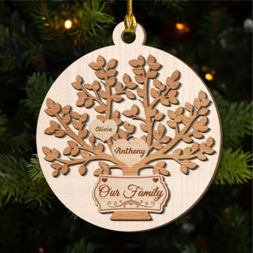 Our Family - Personalized Custom Freeshape 2-Layered Wood Ornament - Image 5