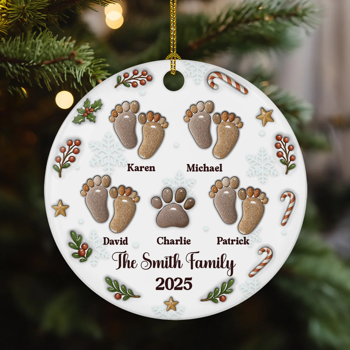 Our Family Rocks - Personalized Custom 3D Effect Ceramic Ornament