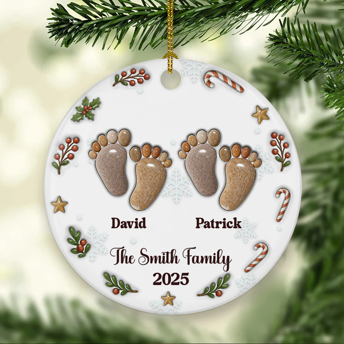 Our Family Rocks - Personalized Custom 3D Effect Ceramic Ornament - Image 2