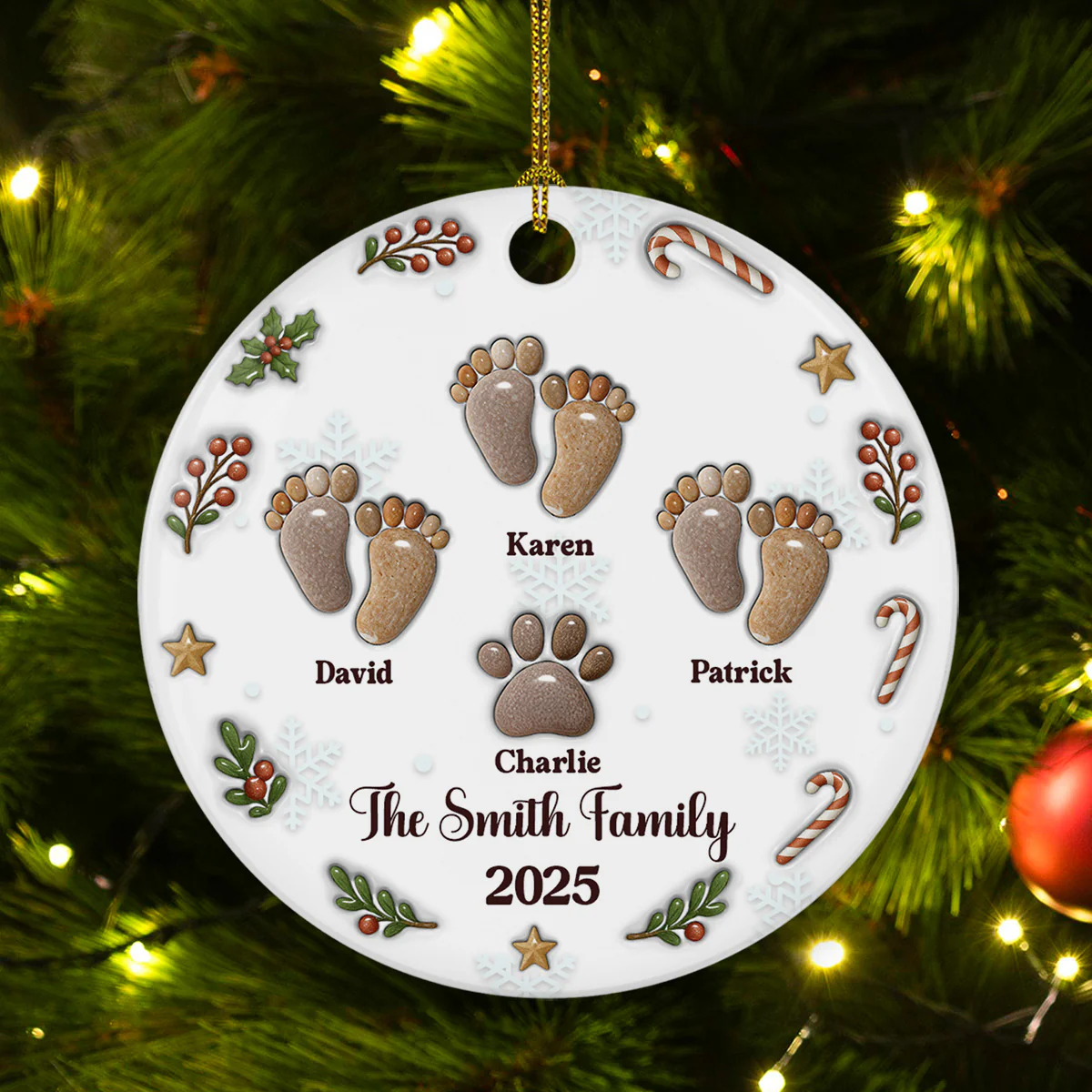 Our Family Rocks - Personalized Custom 3D Effect Ceramic Ornament - Image 3