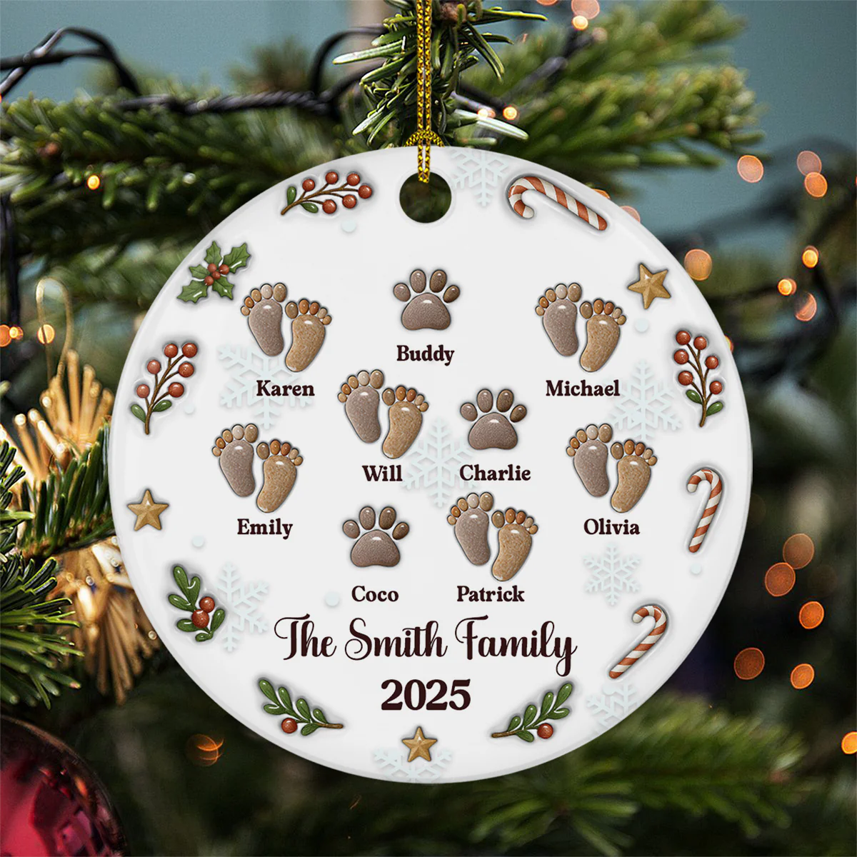 Our Family Rocks - Personalized Custom 3D Effect Ceramic Ornament - Image 4