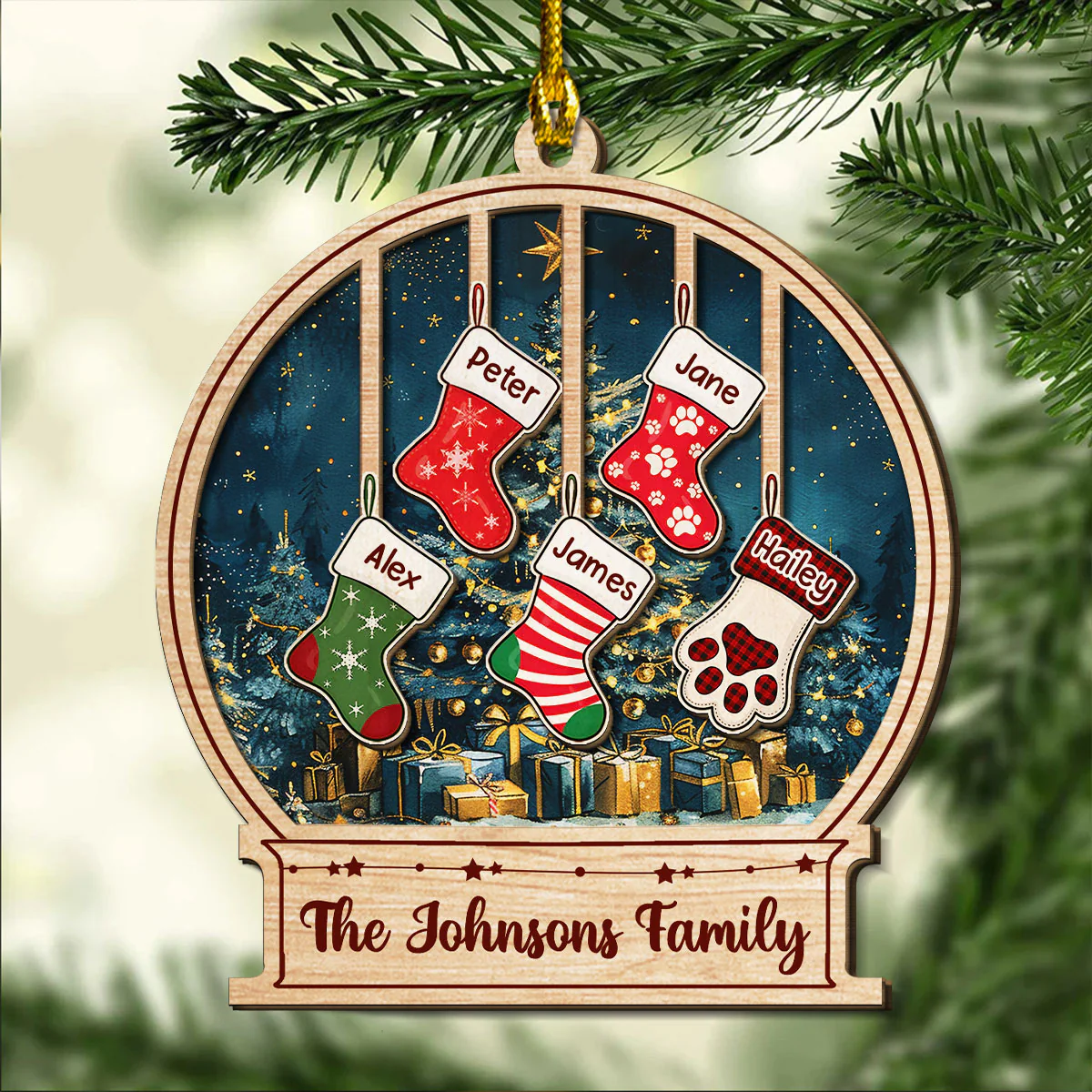 Our Family This Christmas - Personalized Custom 2-layered Wood Ornament - Image 4