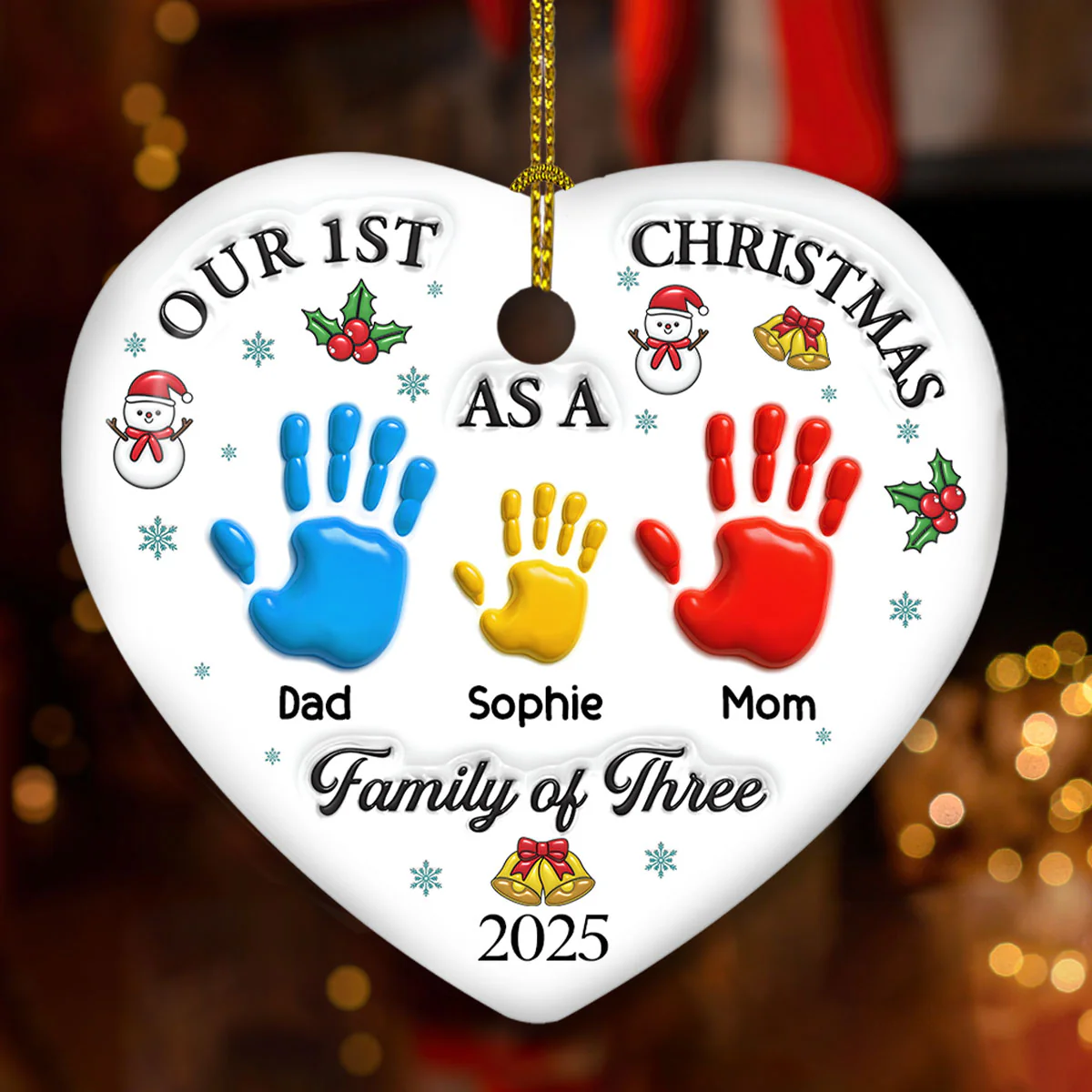 Our First Christmas 2 - Personalized Custom 3D Inflated Effect Ceramic Ornament - Image 2