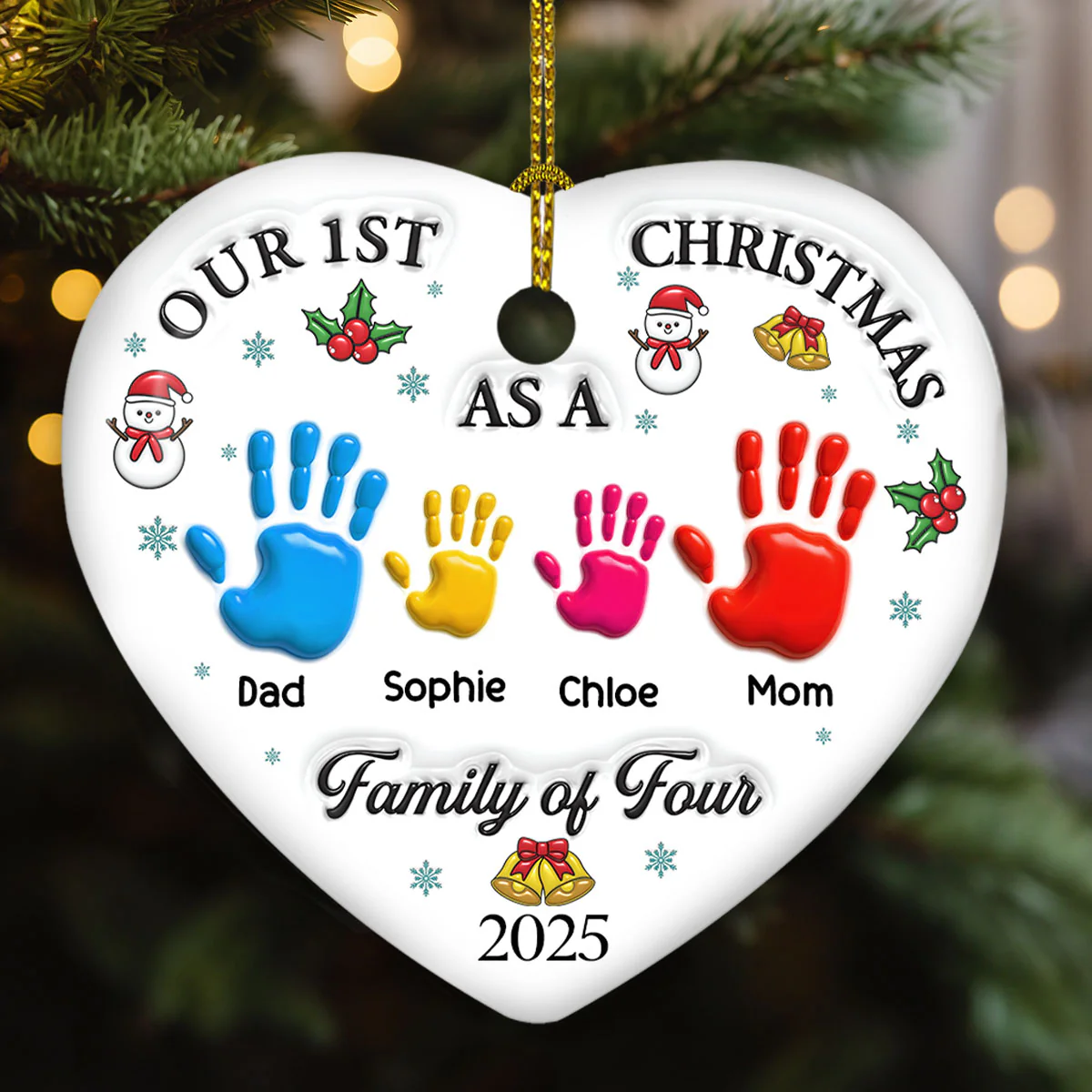 Our First Christmas 2 - Personalized Custom 3D Inflated Effect Ceramic Ornament - Image 3