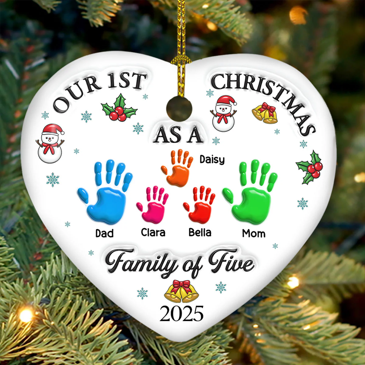 Our First Christmas 2 - Personalized Custom 3D Inflated Effect Ceramic Ornament - Image 5