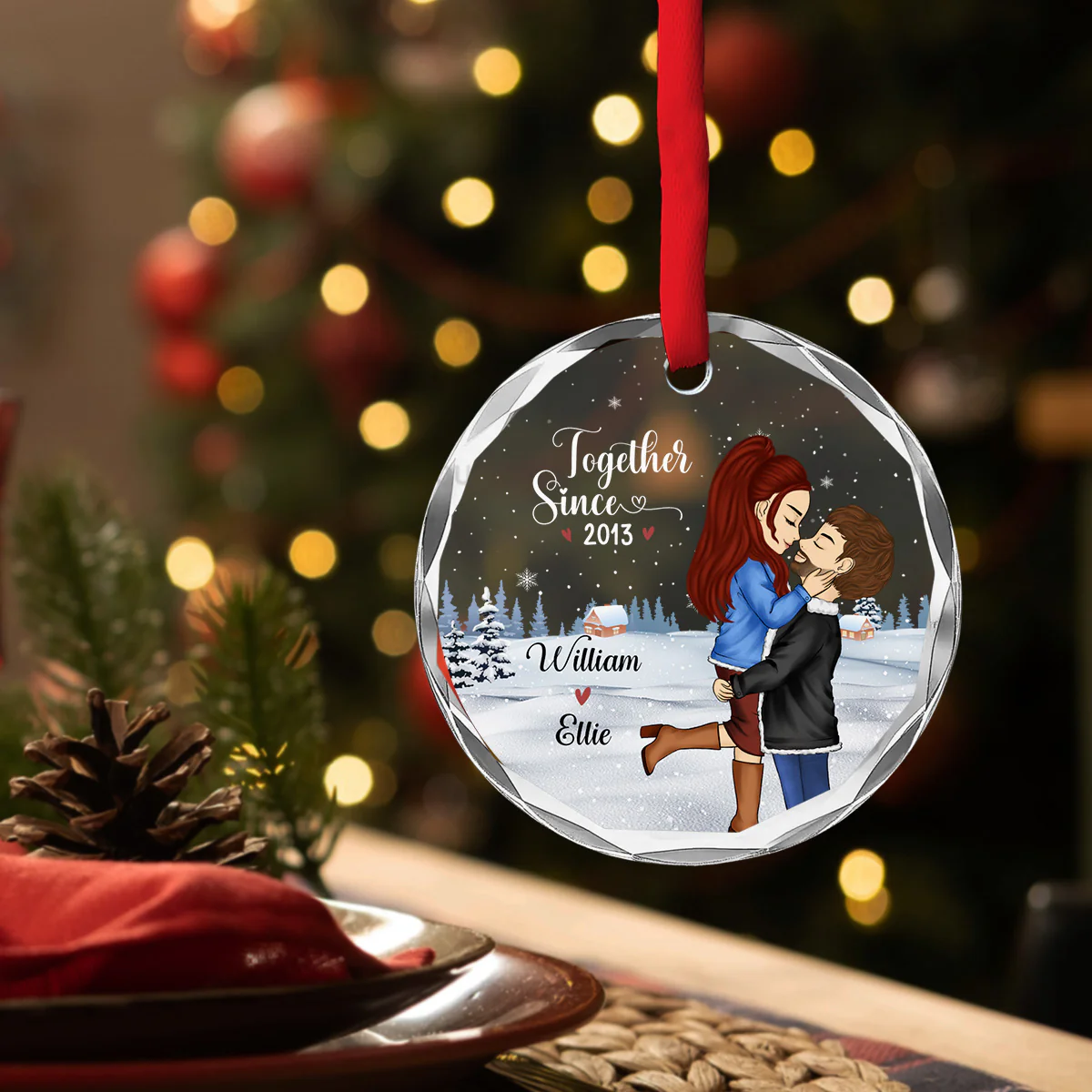 Our First Christmas 2024 - Personalized Custom Glass Ornament - Image 4