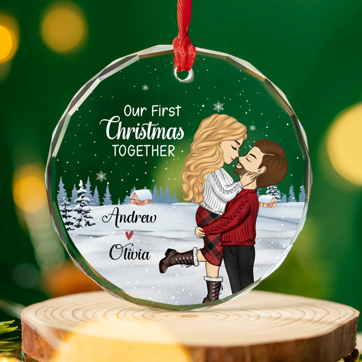 Our First Christmas 2024 - Personalized Custom Glass Ornament - Image 5