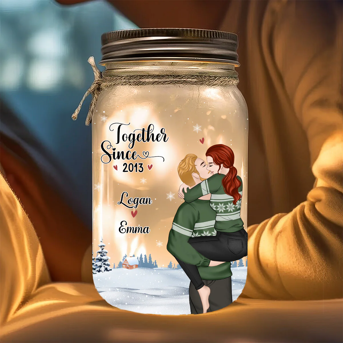 Happy First Christmas - Personalized Custom Mason Jar Light - Image 3