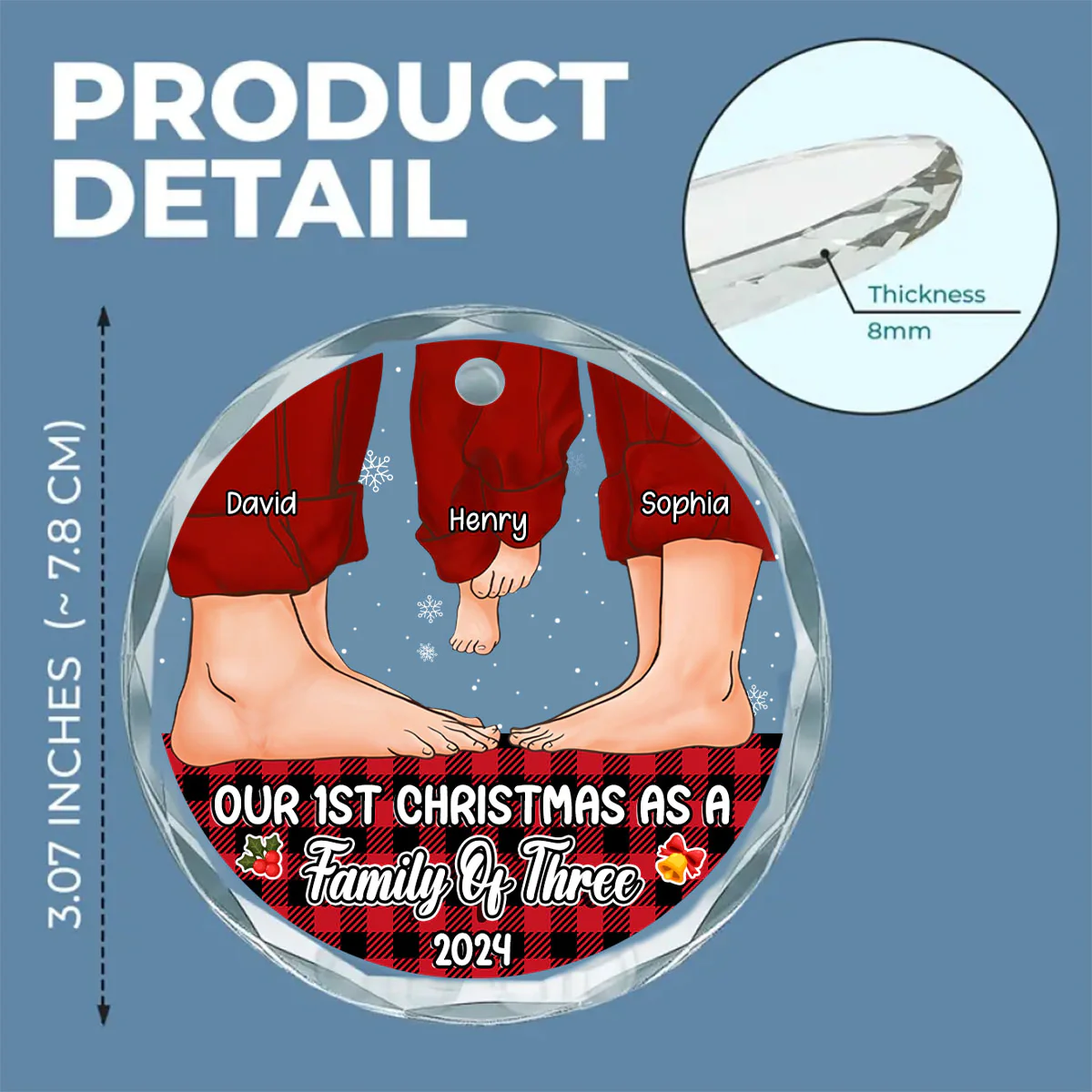 Our First Christmas As A Family - Personalized Custom Glass Ornament - Image 5