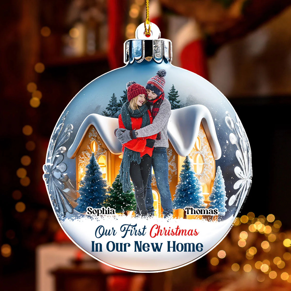 Our First Christmas In Our New Home - Personalized Custom Acrylic Ornament - Image 2
