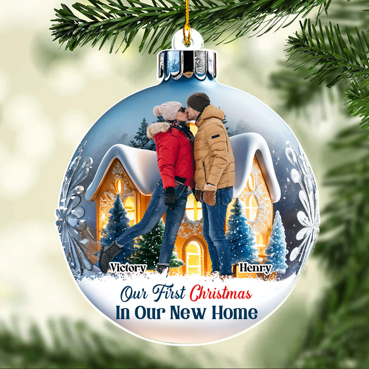 Our First Christmas In Our New Home - Personalized Custom Acrylic Ornament - Image 4