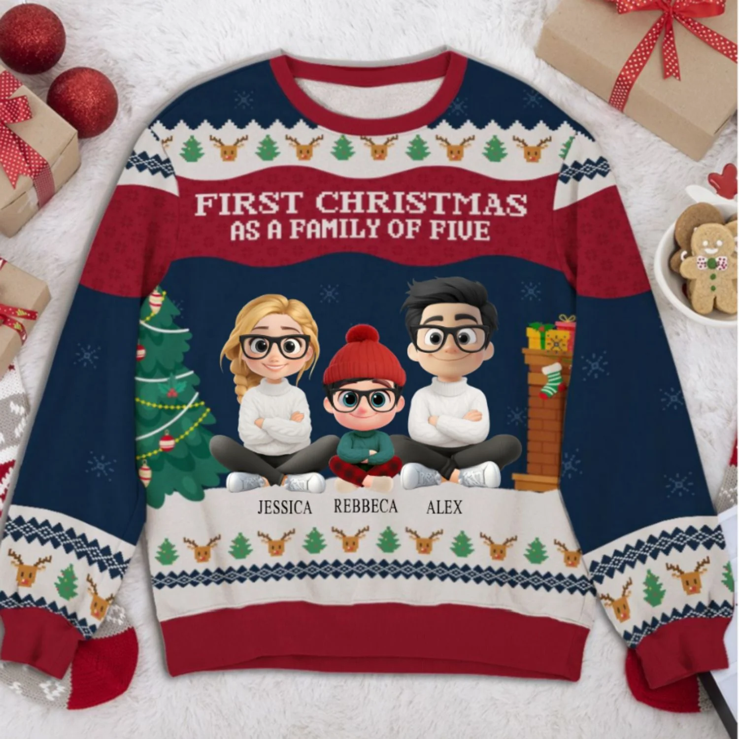 Our First Christmas - Personalized Custom All-Over-Print Sweatshirt - Image 6