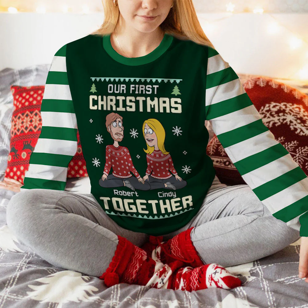 Our First Christmas - Personalized Custom All-Over-Print Sweatshirt - Image 2