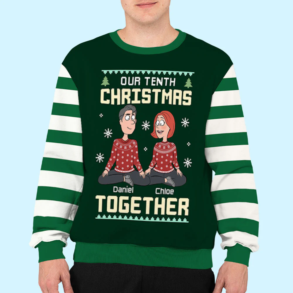 Our First Christmas - Personalized Custom All-Over-Print Sweatshirt - Image 3