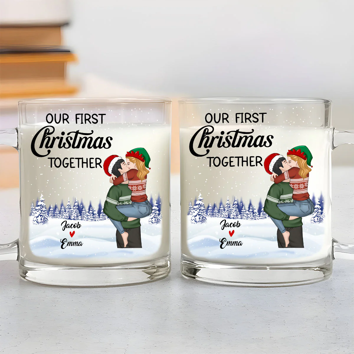 Our First Christmas - Personalized Custom Glass Mug - Image 4