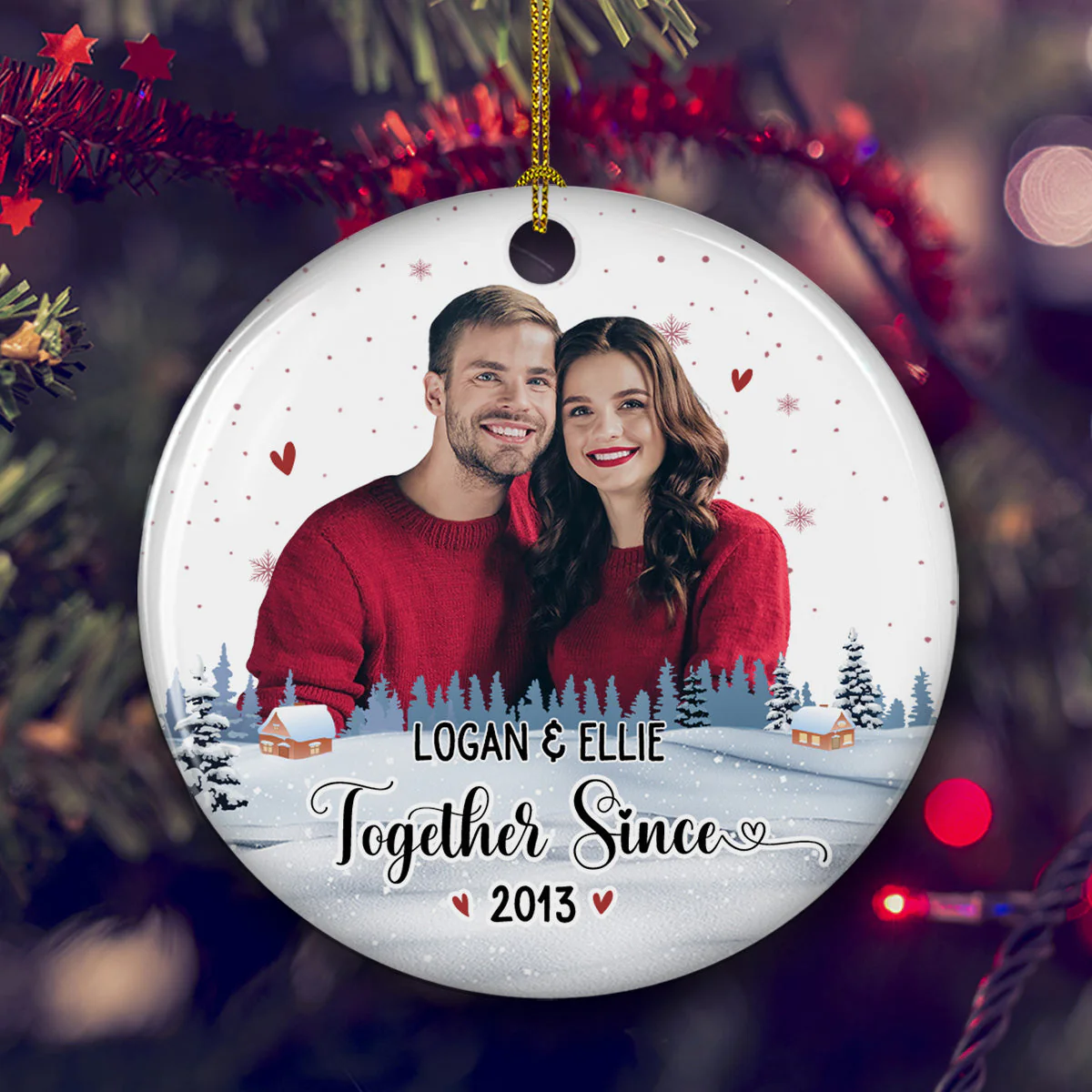 Our First Christmas Photo - Personalized Custom Ceramic Ornament - Image 2