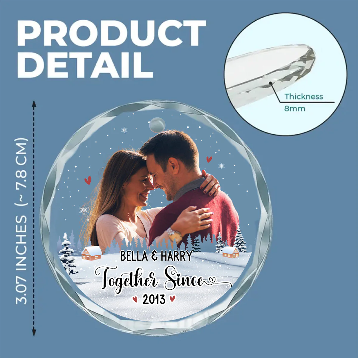 Our First Christmas Photo - Personalized Custom Glass Ornament - Image 6