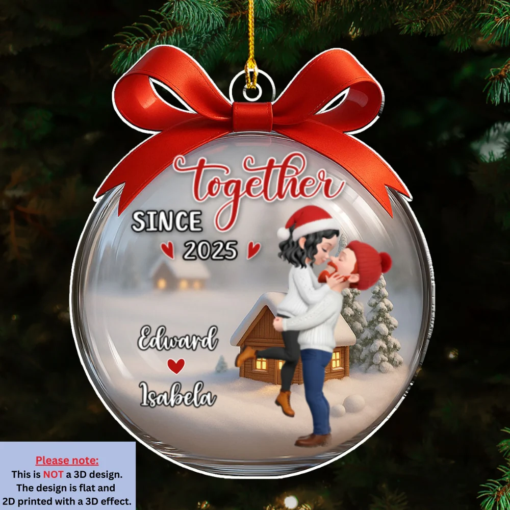 Our First Christmas Together In Ball Love - Personalized Custom Acrylic Ornament - Image 6