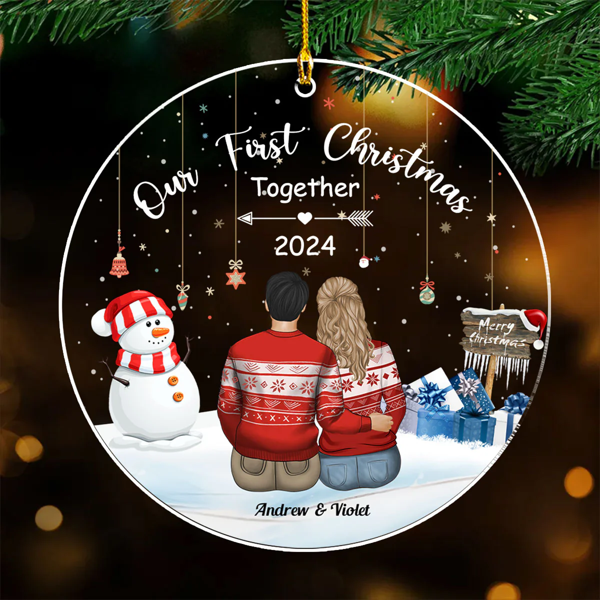 Our First Christmas Together - Personalized Custom Acrylic Ornament - Image 4