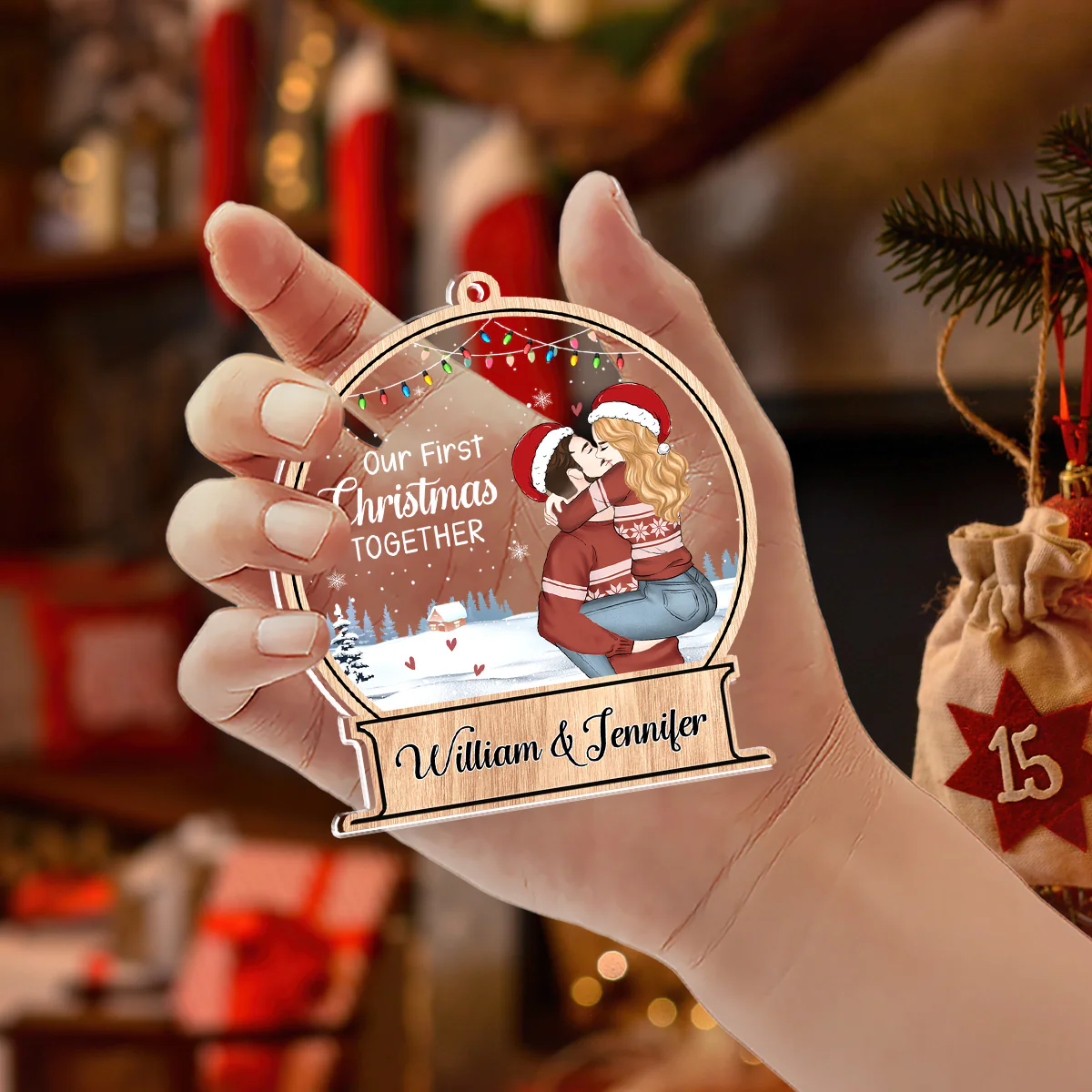 Our First Christmas Together - Personalized Custom Acrylic Ornament - Image 4