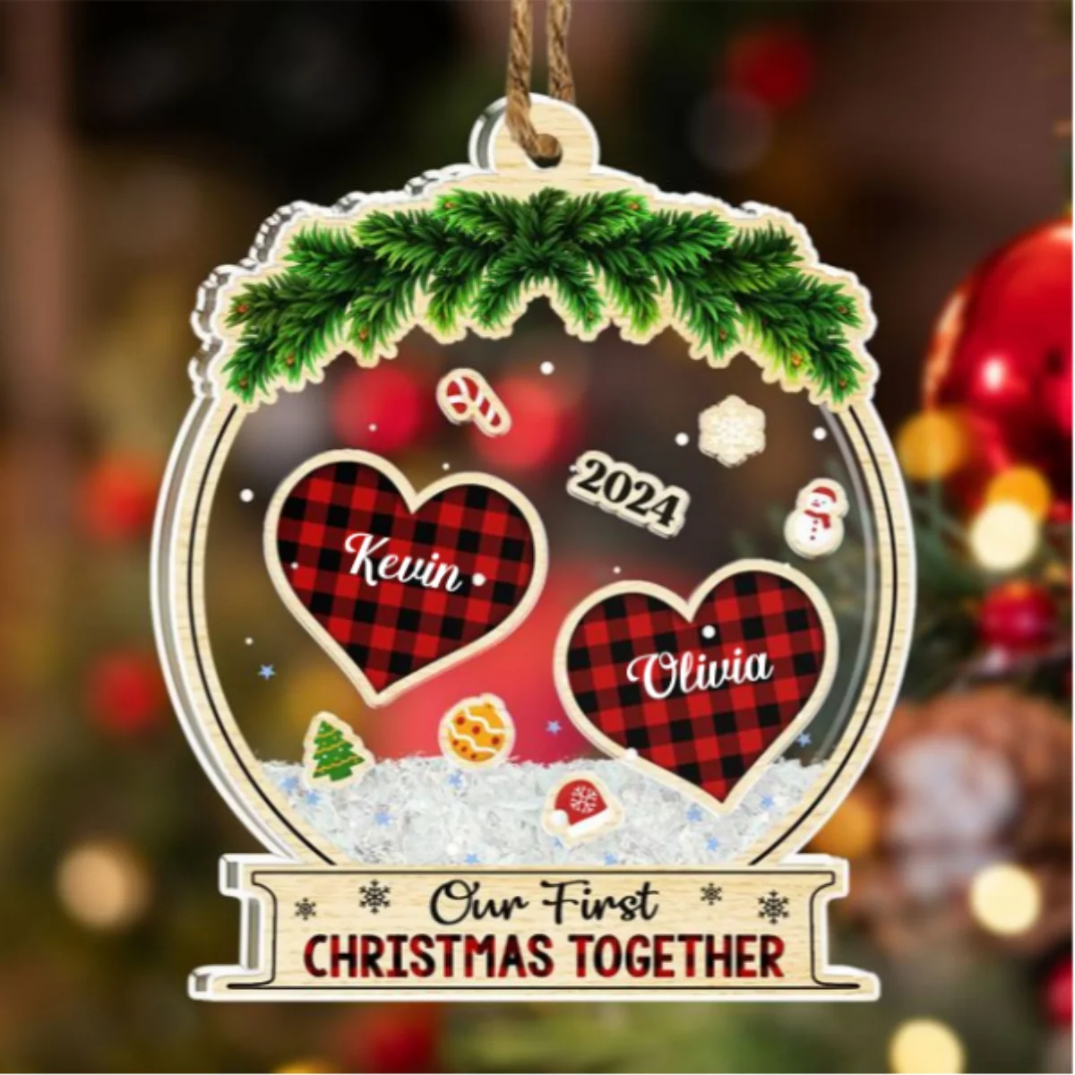 Our First Christmas Together - Personalized Custom Acrylic Shaker Ornament - Image 6